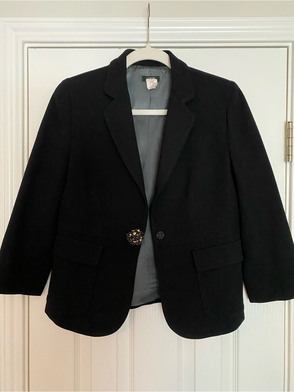 J. Crew Black Blazer with Embellished Button